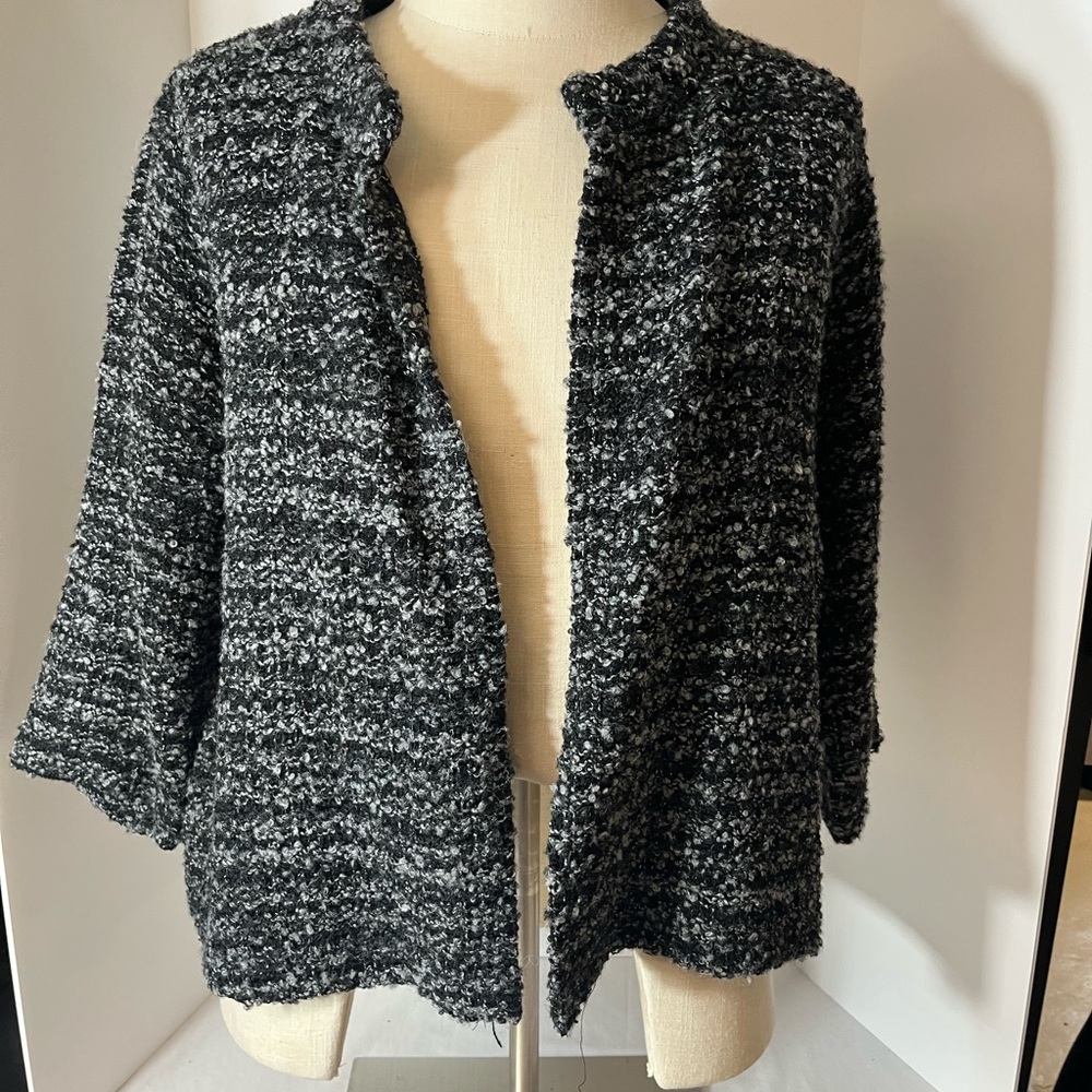 Chic Black and White Textured Jacket